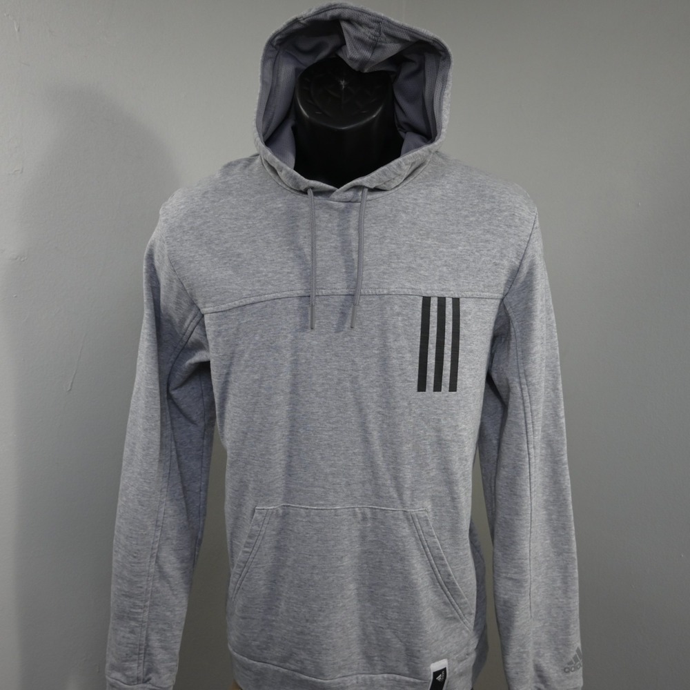 Adidas Hoodie Sweatshirt Gray Cotton Blend Performance Pullover Mens Size Small - Picture 12 of 12